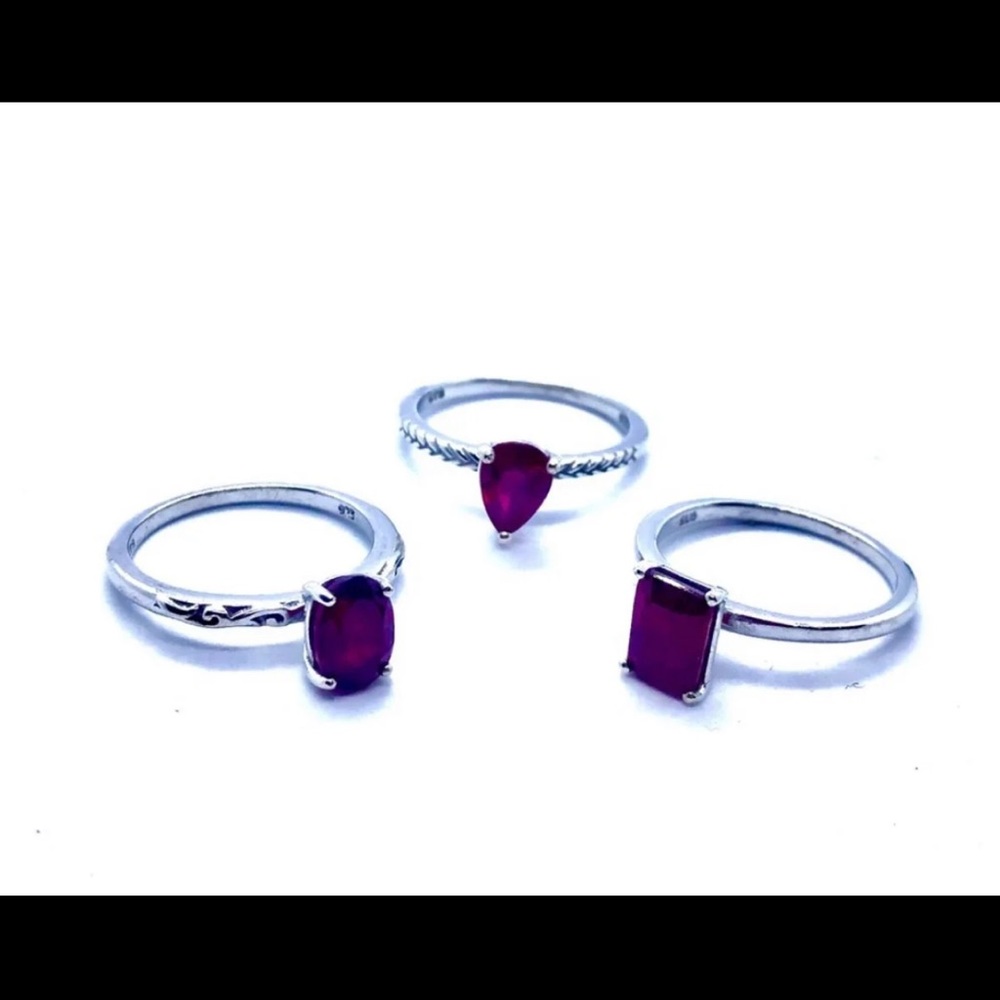 African Ruby set of 3 rings